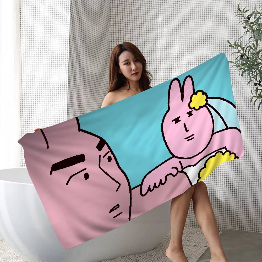 Himari Myfriend Pink Rabbit Spoof MEME Popular Beach Towel Colorful Bath Towels For Girl Microfiber Quick Dry Sand Free