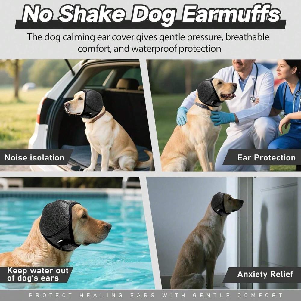 Noise Reducing Dog Earmuffs with Adjustable Headband for Ear Protection and Anxiety Relief. Suitable for Waterproof Noise Reducing Dog Earmuffs