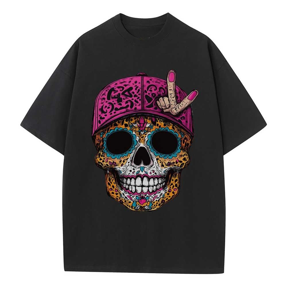 Summer Loose T-shirt Cotton Pattern T-shirt Designer Clothes Leopard Print Skull Pattern Shoulder Retro Neutral Top T-shirt