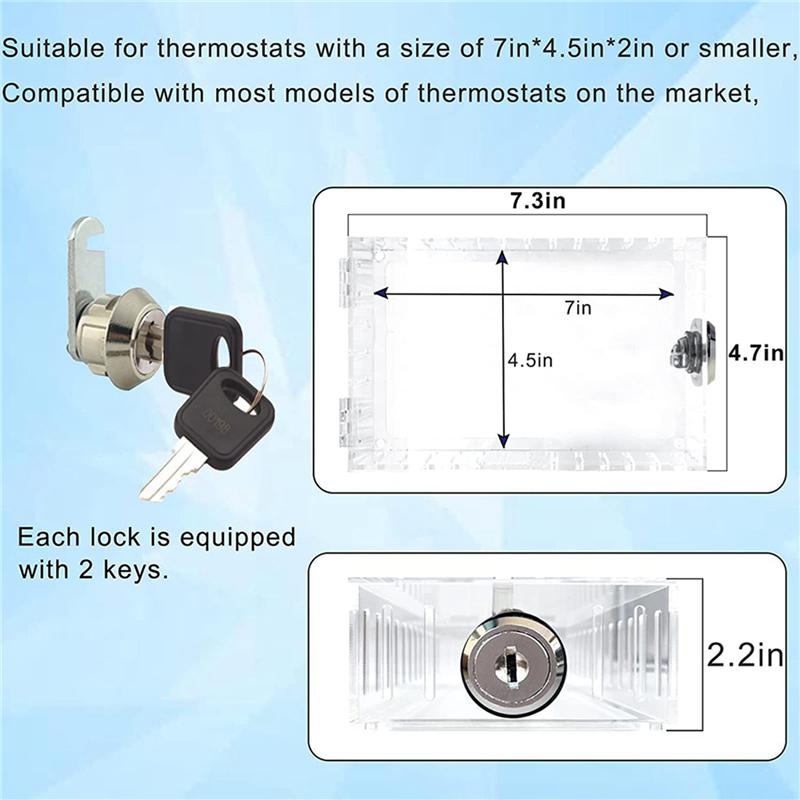 B97A-4X Universal Thermostat Lock Box With Key Thermostat Cover Fits Thermostats 7X4.5 Inches Or Smaller
