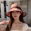 Summer face covering sun protection hat children two-color bow big brim bucket hat premium outdoor sun hat