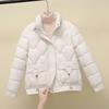 Giacca invernale corta alla moda e slim con collo alto per donna
