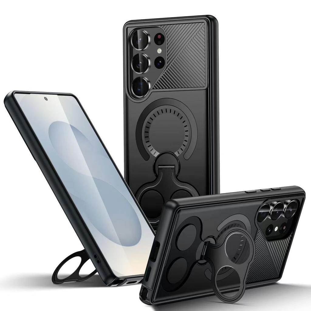 Armor Shockproof Magnetic Wireless Charging Protective Cover For Samsung Galaxy S25 S24 S23 Ultra Plus A56 A36 A16 Bracket Case