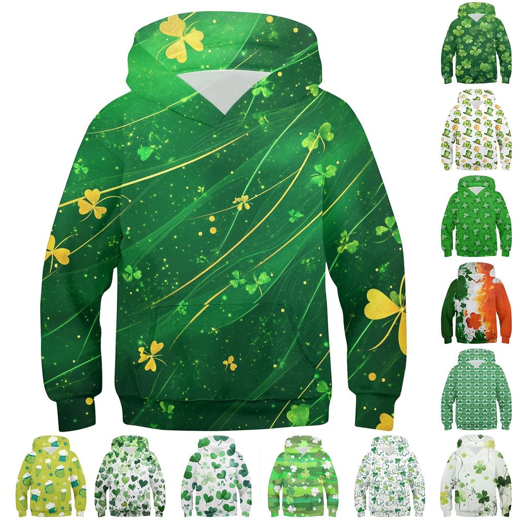 Boys Casual Fashion Long Sleeve Hooded Pocket Sweatshirt