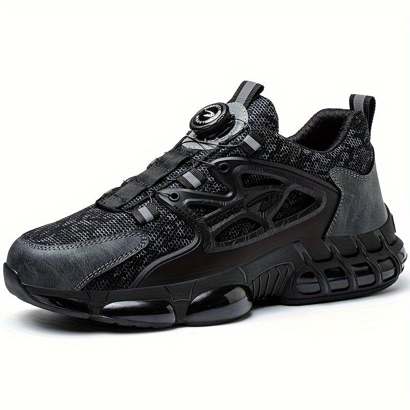 

Мужские рабочие ботинки со стальным носком и защитой от проколов, дышащие, удобные, нескользящие, со шнуровкой, прочные, для активного отдыха на природе 48 чёрный