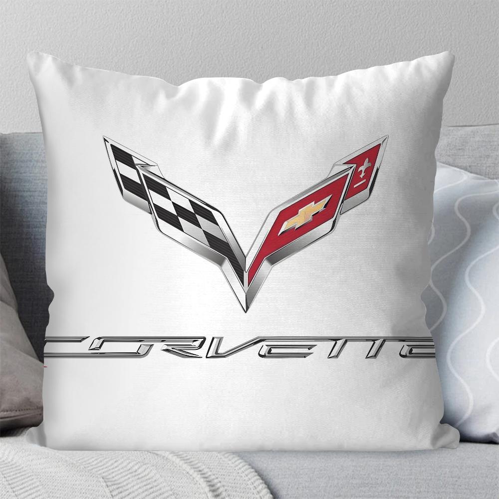 Cool Car C- Corvette Pillow Case Square Pillow Bedroom Sofa Leisure Comfort Cushion Car Living Room Home Decoration 40X40
