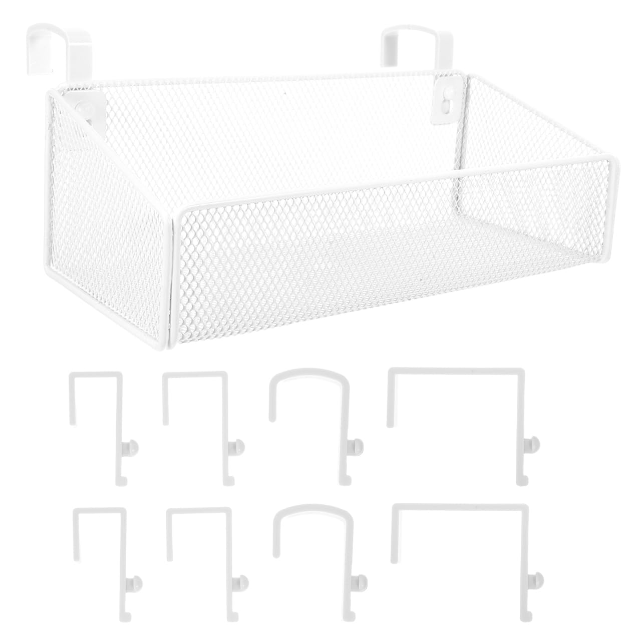 Amosfun Hanging Storage Basket, Bedside Storage Rack, Steel, with Hooks, Large Capacity, White, Smartphone Storage, Multifunctional Organizer for Dorm