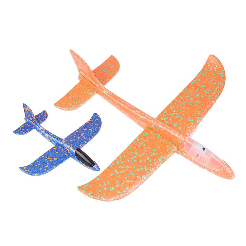 1 Set Outdoor Game Aircraft Model 24/48Cm Foam Plane Kits Flying Glider Toy With Led Light Hand Throw Airplane Toys For Kids