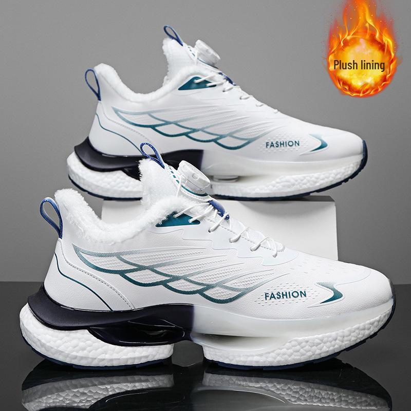 2024 Men's Summer Rotating Button Running Sneakers with Breathable Thick-Soled Popcorn Cushioning
