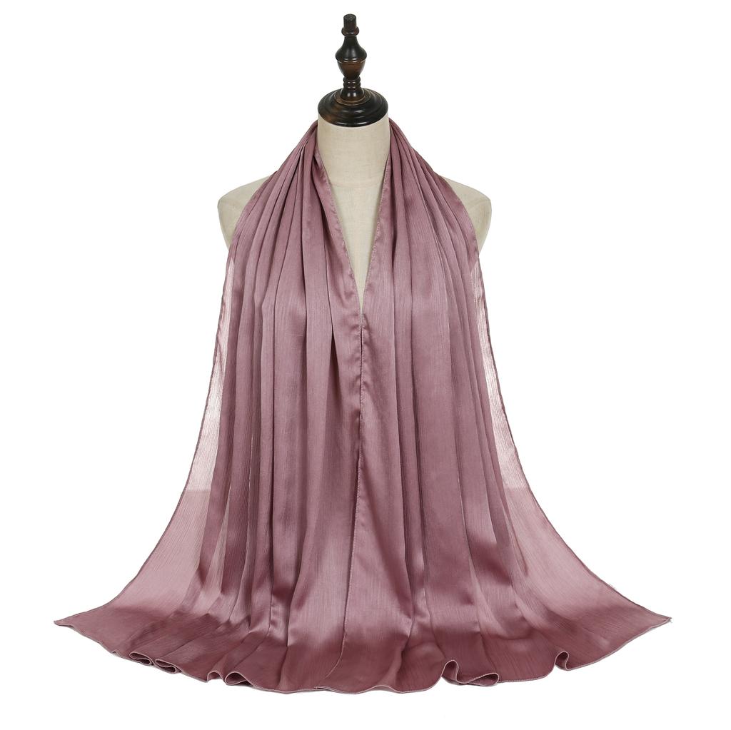New Arrival Crinkle Satin Chiffon Hijab Scarf Plain Shawls Wrinkle Scarves Women Muslim Turban Solid Color Headscarf 36 Colors