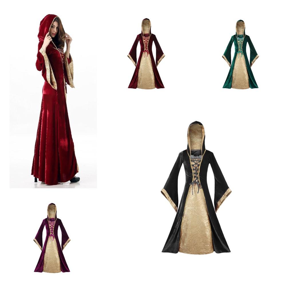 Vintage European Palace Court Long Dress Halloween Cosplay Stage Set Performance
