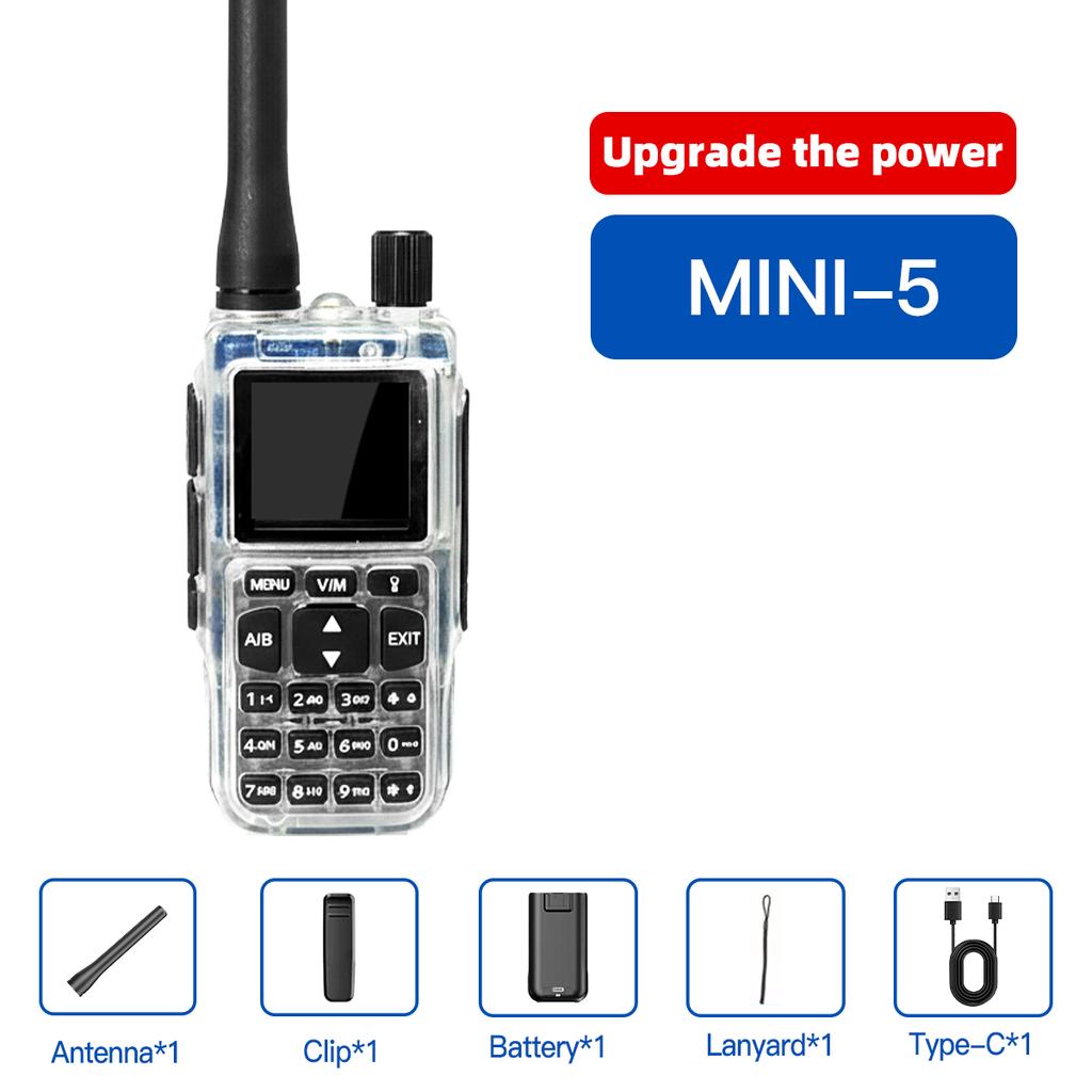 1/2PCS Baofeng MINI-5 Ual Band Dual PTT Walkie Talkie 5RMINI VOX FM Amateur Radio Type-C Charge Handheld Transceiver Two Way Rad