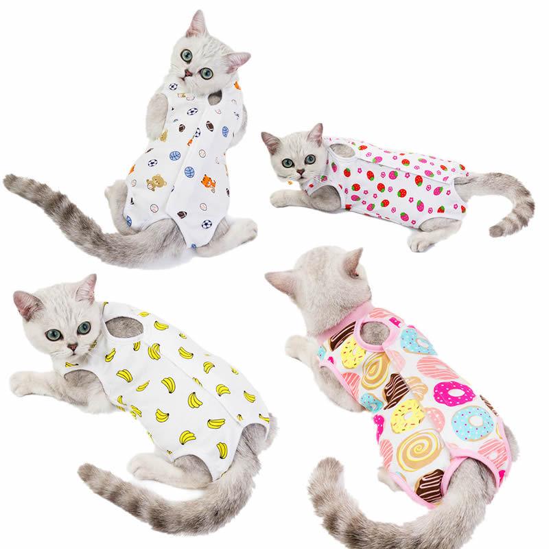 Cat Surgery & Weaning Suit: Anti-Lick Spay/Postpartum Wear for Spring & Summer, Four-Legged Design.
