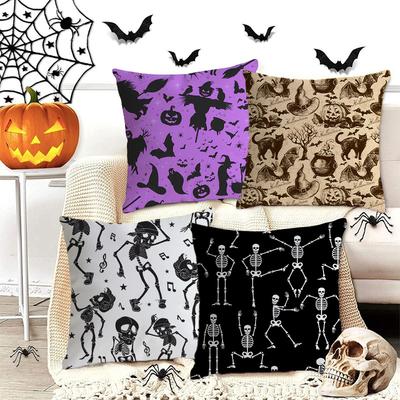 Retro Poszewka na Halloween Zabawny Szkielet Poduszka na Sofę Dom Salon Poduszka Poduszka