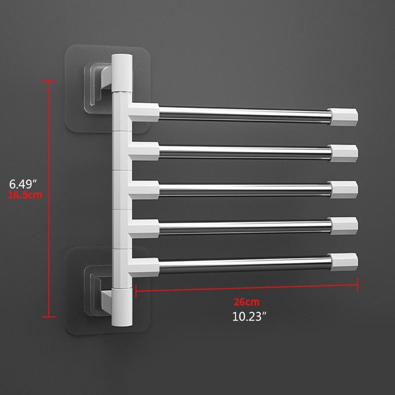 Wall Mounted Towel Bar Swivel Towel Rack Stainless Steel Towel Hanger 180° Rotation Space Saving Towel Rack for Bathroom