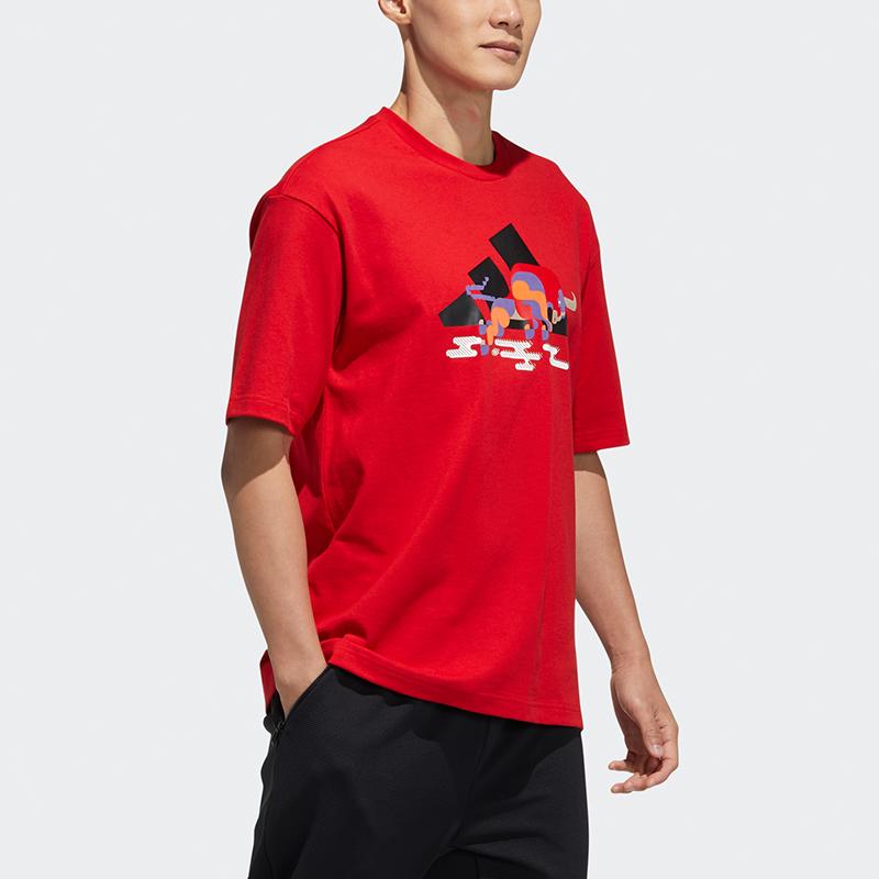 Adidas CNY Series GFX T-Shirt With Spring Festival Theme Men Tops Light-Crimson GP1836
