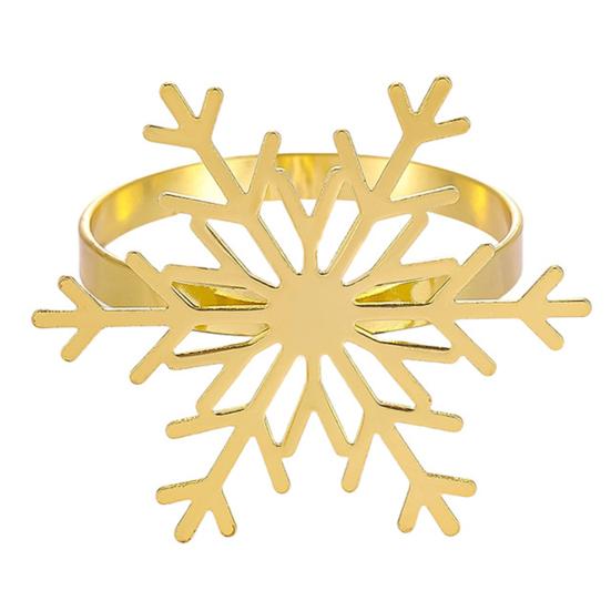 1/2/6Pcs Golden Metal Napkin Ring Faux Pearl Decor Snowflake Design Winter-themed Napkin Holders Weddings Parties Table Decor