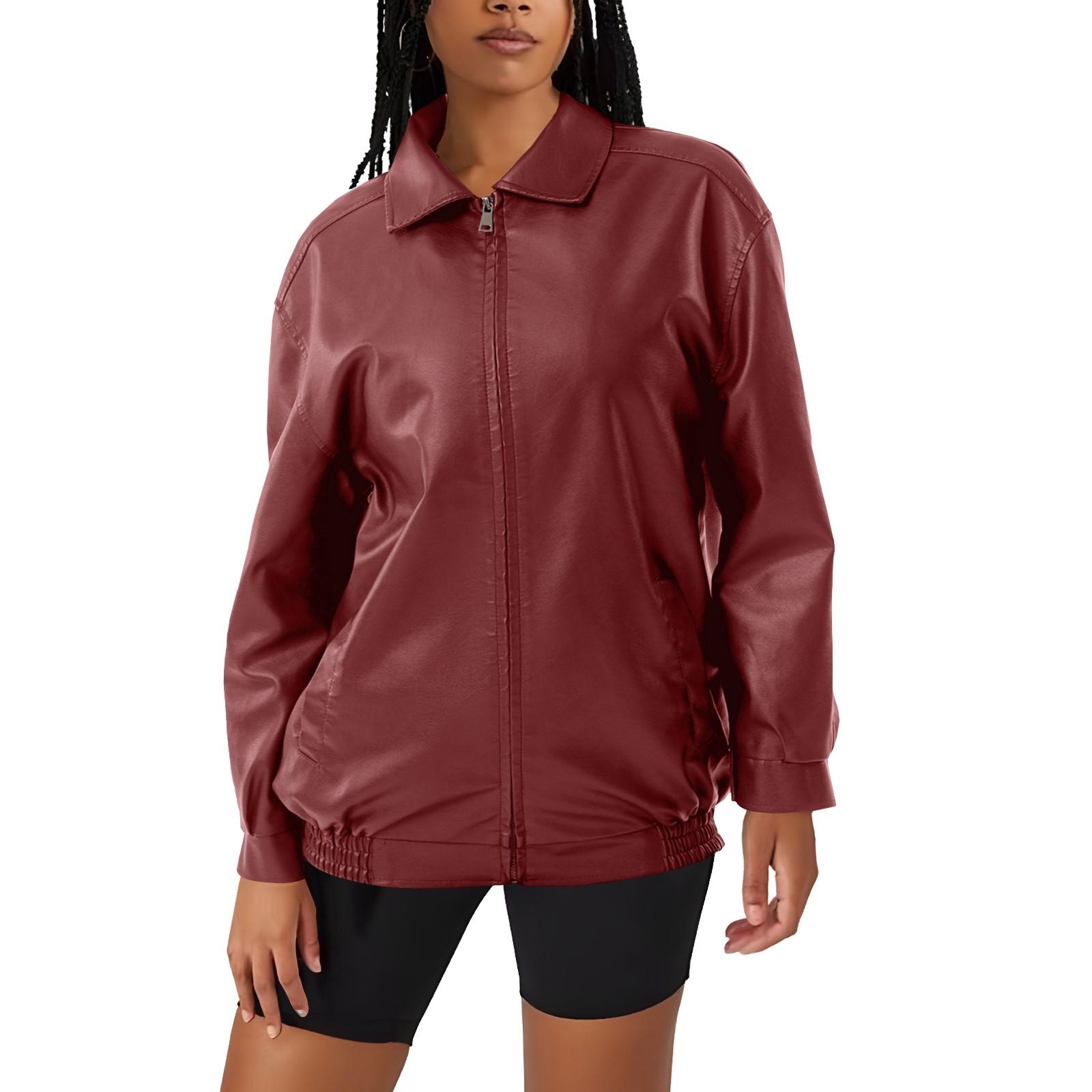 

Женская модная однобортная куртка с длинным рукавом и пряжкой XL винный