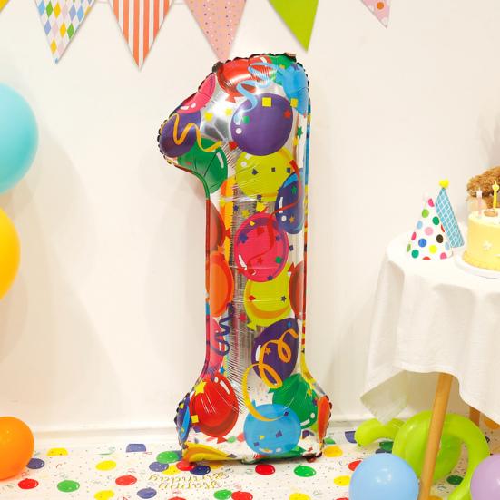 40 Inch Aluminum Foil Number Balloon Colorful 2024 New Year Large Size Balloon Celebration Decoration Party Supplies