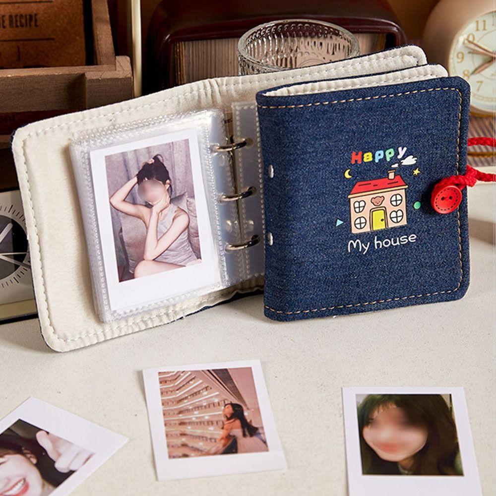 

with 20 Internal Sheets Card Album Denim Photocard Holder Portable Postcard Book B