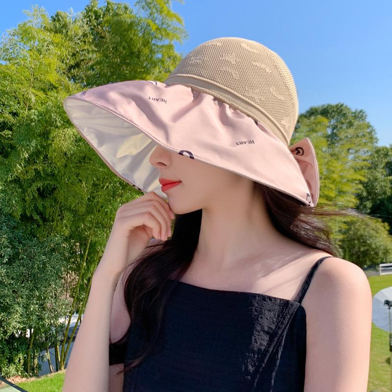 

Летняя цветная клеевая шляпа с защитой от солнца, женская шляпа с полупустой макушкой и бантом, защита от солнца, шляпа от солнца для путешествий, большая кромка, ветрозащитная, от солнца One Size
