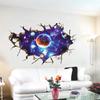 New 1Pc 3D Stereo Broken Wall Space Planet Wall Sticker Bedroom Living Room Ceiling Decoration Paste