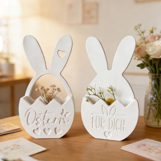 Silicone Easter Bunny Mold Flexible Flower Basket Casting Mold for Epoxy Plaster Wax DIY 3D Easter Decorations And Crafts Gift