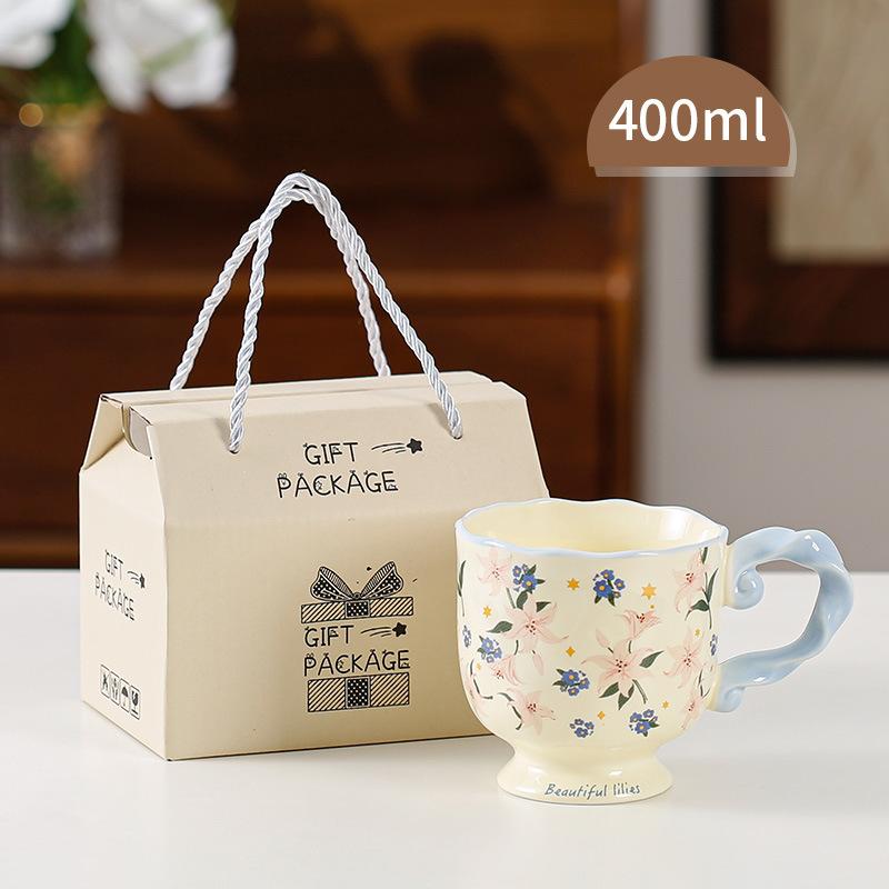 Ceramic Goblet Gift Box for Teacher Cup Souvenir Mug Underglaze Colored Water Cup for Household Coffee Cup for Women