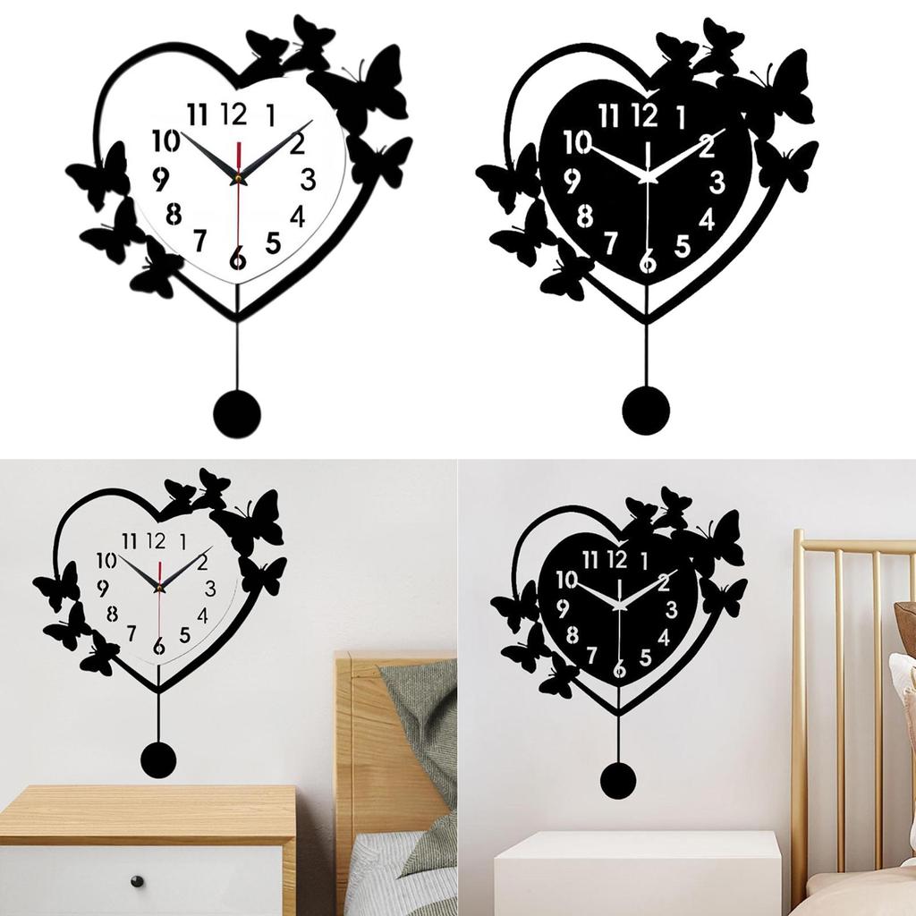 Luxury Living Room Wall Clock Acrylic Love Heart Design Silent Decorative Clock for Modern Home Office Bedroom