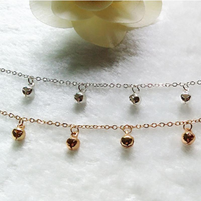 Korean version ins small fresh and fashionable women's silver-plated exquisite jewelry accessories, simple bell pendant anklet