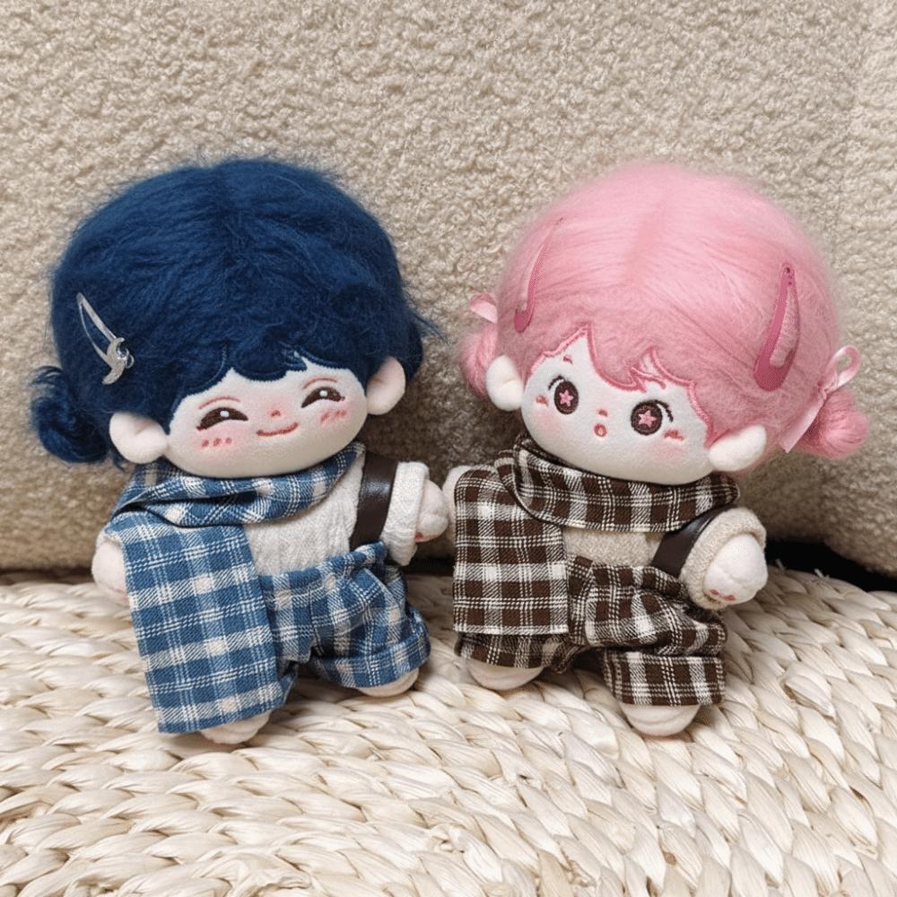 1 Set Plaid Overall Doll Clothes Outfit Uniform Doll Dress Up Set  10cm Cotton Doll