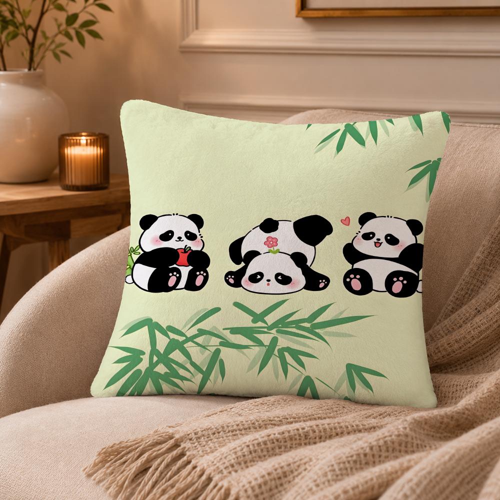 panda Cushion Cover Anti-dustmite Pillowcase Invisible zipper silky short plush Sofa cushion cover