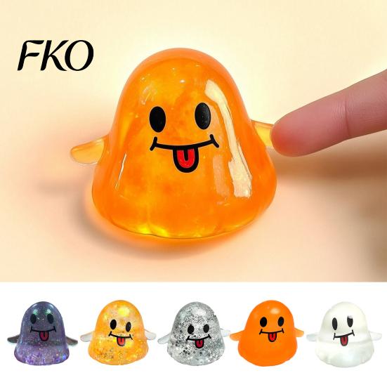 Soft Ghost Toy Halloween Stress Relief Toy, Spooky Squeeze Sensory Toys Cartoon Party Favors for Adults and Kids
