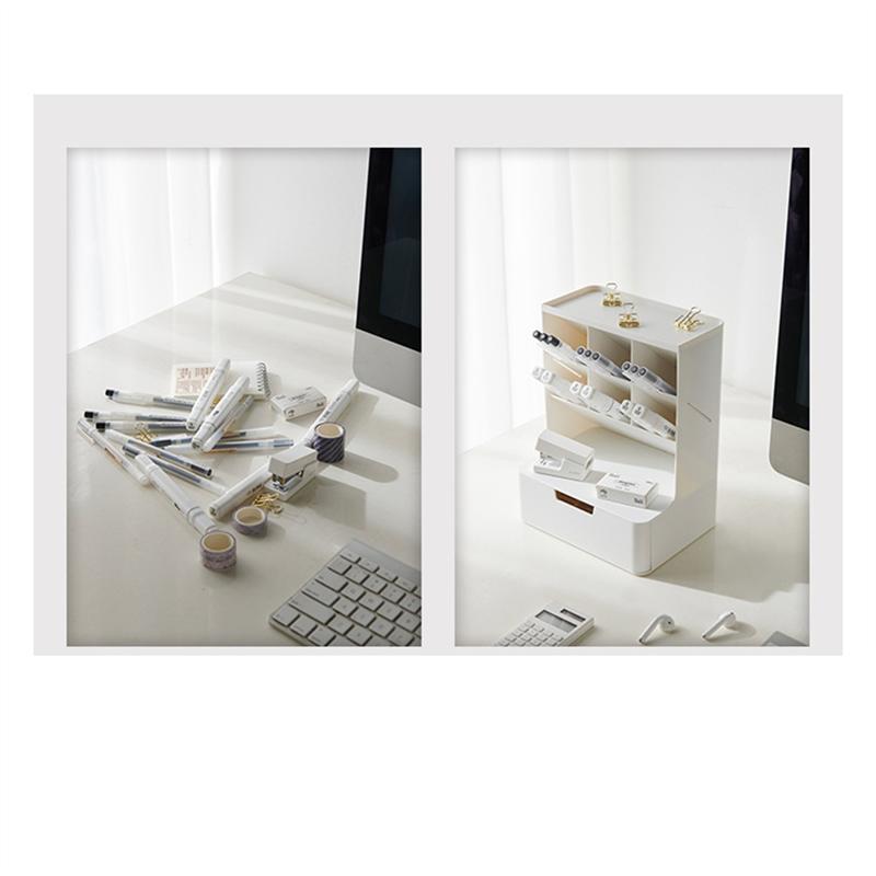 A20F-6 +1 Drawer Desktop Storage Box Pencil Makeup Storage Box School Office Supplies Stationery