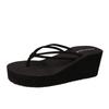 Thick-bottomed Slope Heel Mid-heel Flip-flops Women's Outdoor Wear Flat-heeled Slippers Double with Beach Mop Non-slip Cool Slippers