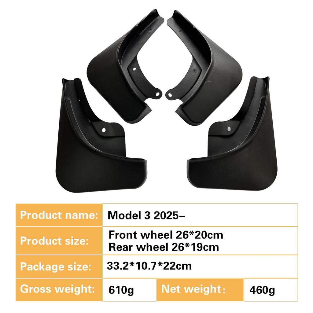 2025 Tesla Model 3 Mudguards: Cross-Border Tire Mud Flaps