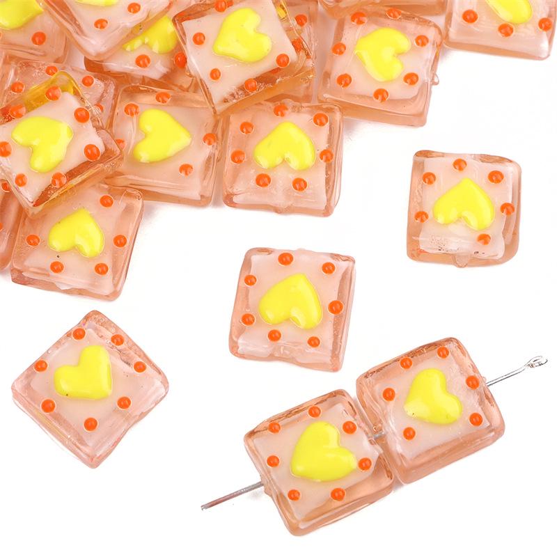 

Браслет-ожерелье из бисера в виде сердечек любви из цветного стекла с разноцветными эмалевыми точками, расписанными вручную 15mm Diameter, Approx. 2mm Hole, 1 piece