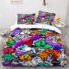 Set Copripiumino Graffiti King Set Biancheria da Letto Microfibra Hip Hop Moderno Street Art Copripiumino Per Bambini Ragazzi Decorazione Camera da Letto Giovani