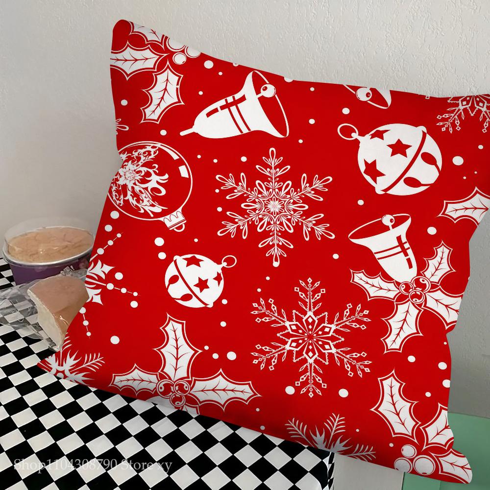 Red Christmas Pillow Case Fashion Square Pillowcase Bedroom Sofa Room Ins Decoration Leisure Cushion Cover 40x40