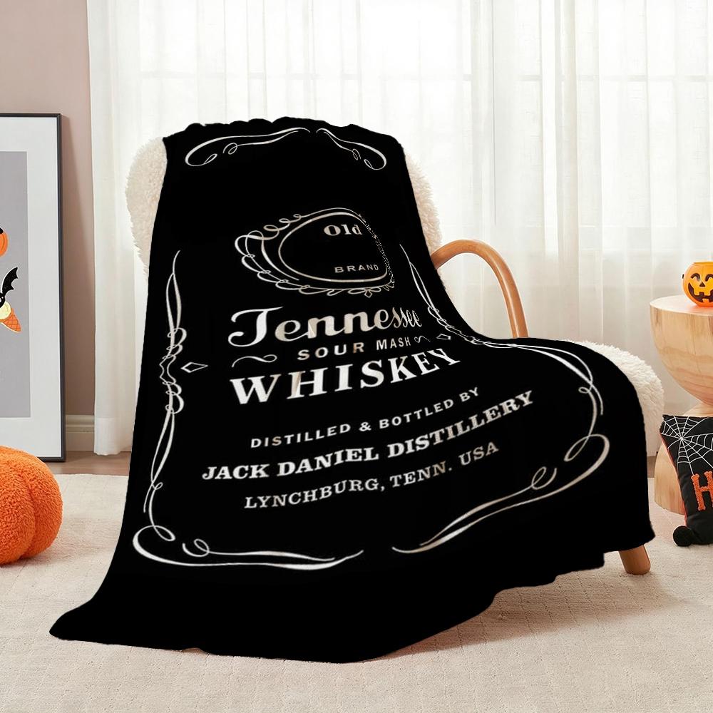 Classic Jack Daniel'S Tennessee Whiskey Flannel Printed Blanket Thick Warm Throw Blanket For Living Room Kids Room Party Decor Holiday Gift