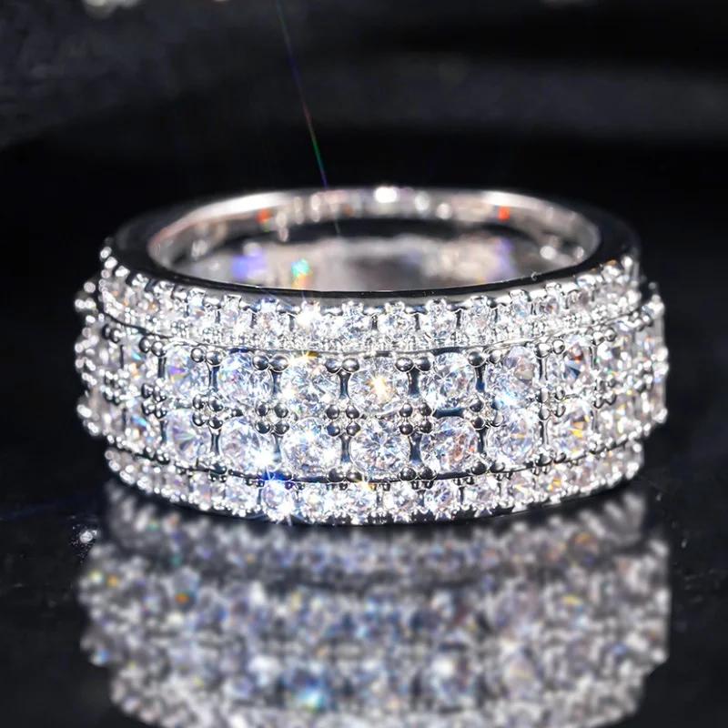 Huitan Multi-layer Shiny Cubic Zirconia Rings for Women Bright Delicate Finger Accessories New Trendy Attractive Wedding