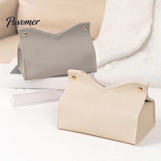 Flexible PVC Tissue Box Cover Box, Easy Open Waterproof Leather Design, Simple Double-sided Case Style Durable Anti-Crack Dispenser for Home