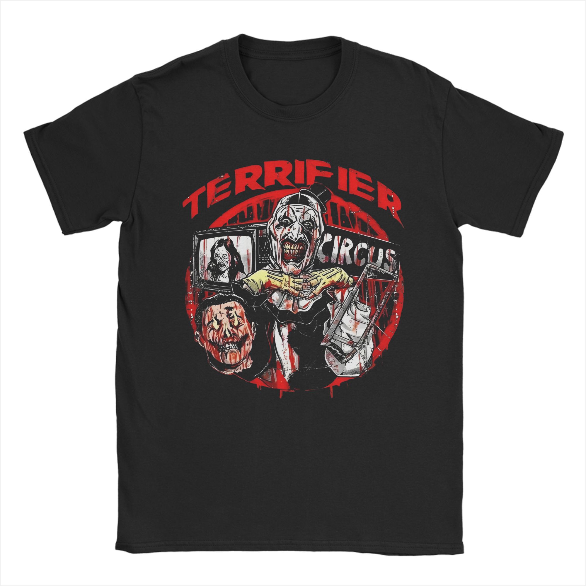 

Novelty Halloween Horror Terrifier Film T-Shirt Men Round Neck Cotton T Shirts Short Sleeve Tee Shirt Plus Size Clothes 4XL