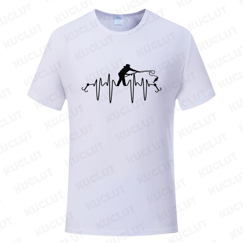 Fishing ECG Mens Tshirt Funny Design Graphic Y2k Tops Summer Male Clothing O Neck Short Sleeve Tees Gifts for Fishing Lovers