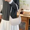 Large Capacity Moon Underarm Bag Solid Color Women's Hobo Bag Pu Leather Shoulder Bag  Outdoor