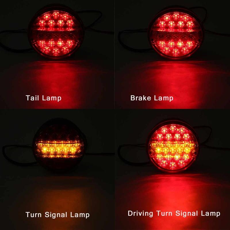 1pcs 25LED 12V 24V Universial Car Tail Light Rear Stop Indicator Brake Light Round Signal Trailer Truck Caravan Van Lorry
