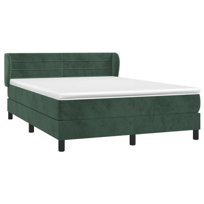 3127550 vidaXL Divan Bed and Mattress Dark Green 140x190cm Velvet