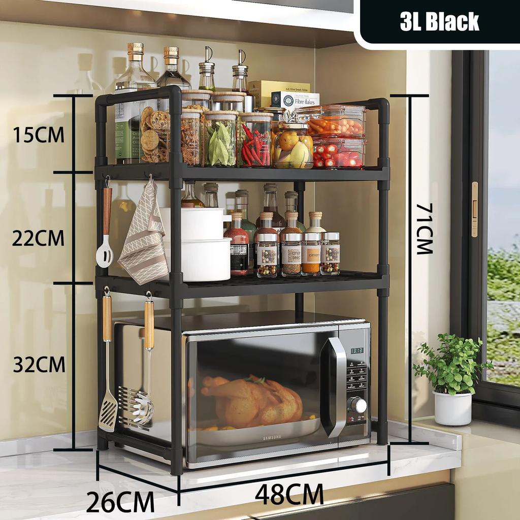 Microwave Rack Kitchen Open Space Seasoning Shelves Partition Storage Bilayer Oven Modern Minimalism Kitchen Storage Organizer