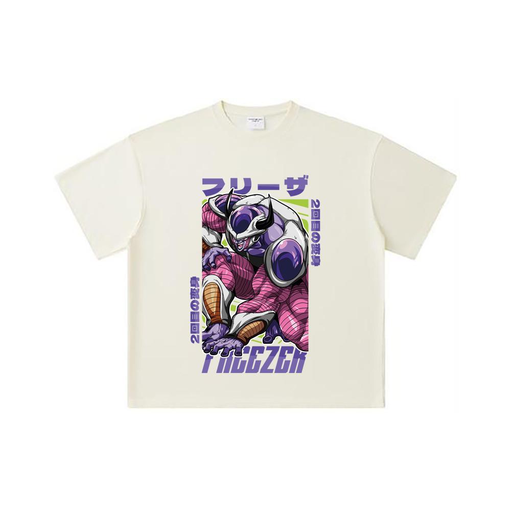 260 GSM Double Yarn 32 Count 100% Cotton Dragon Ball V72 King Cold Print Unisex Heavy Cotton T Shirt