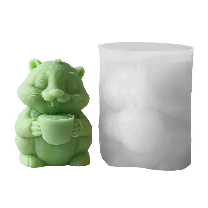 Easy Releasing Silicone Mold Crafting Groundhog Statues Moulds Candle Silicone Molds Suitable for Various Materials